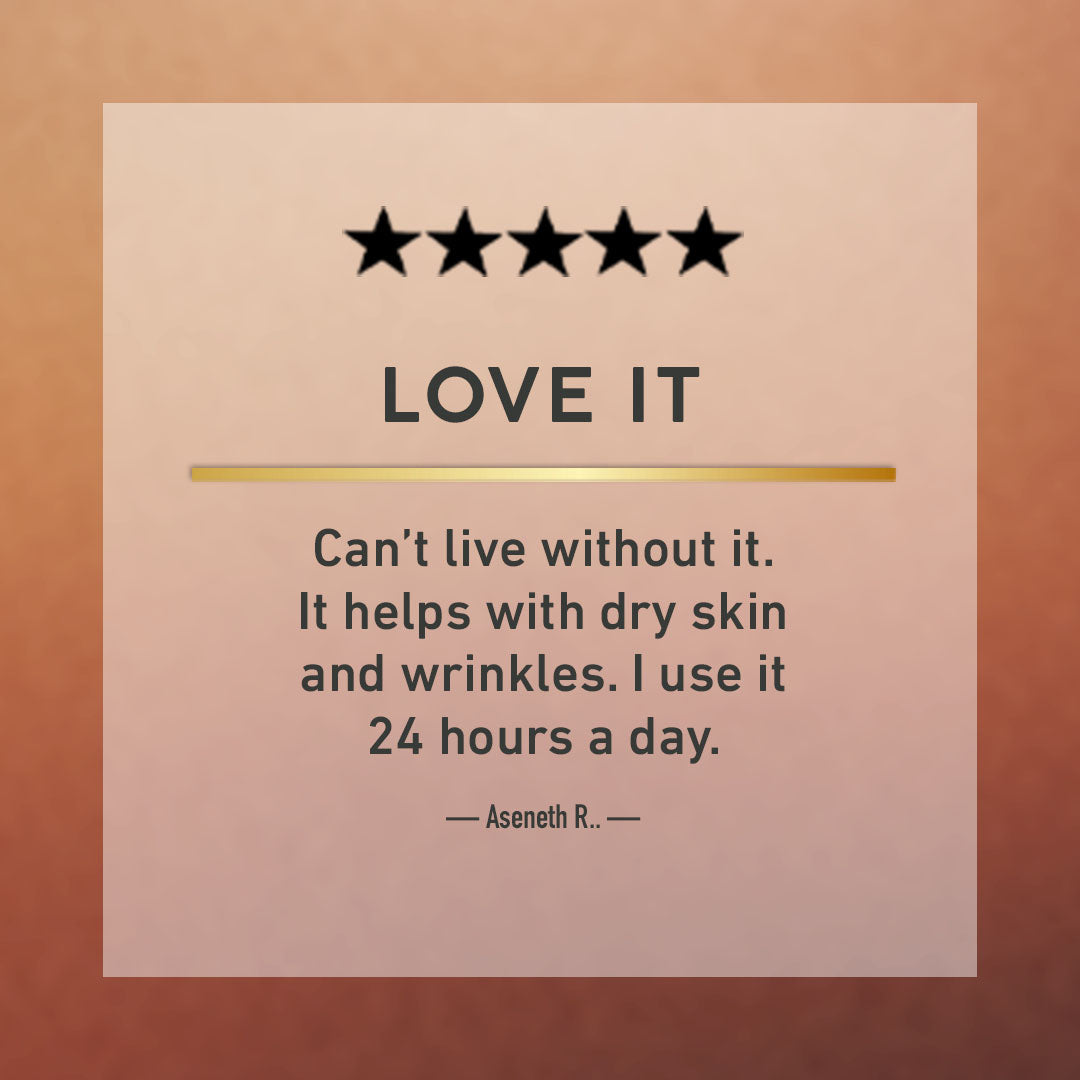 Five-star rating with a positive review on a gradient background